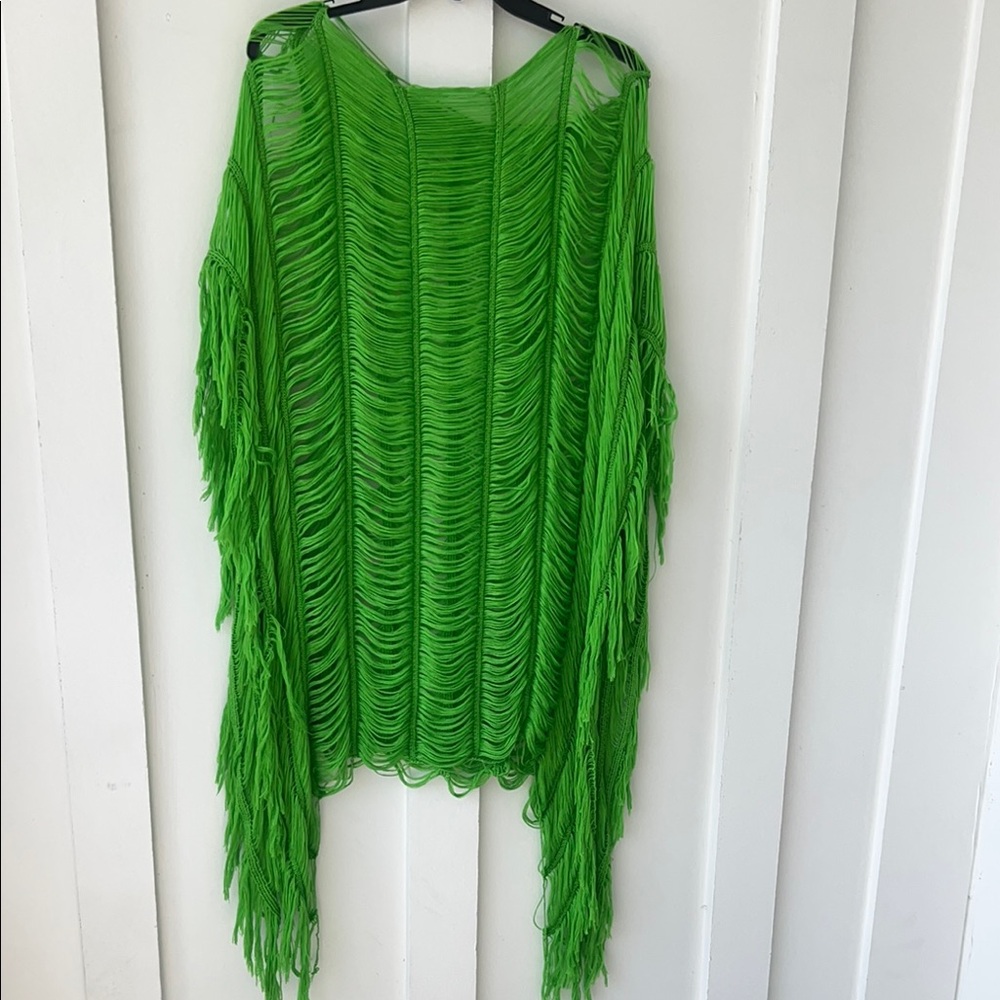 Vibrant Green Fringe Cover-Up - Picture 3 of 6